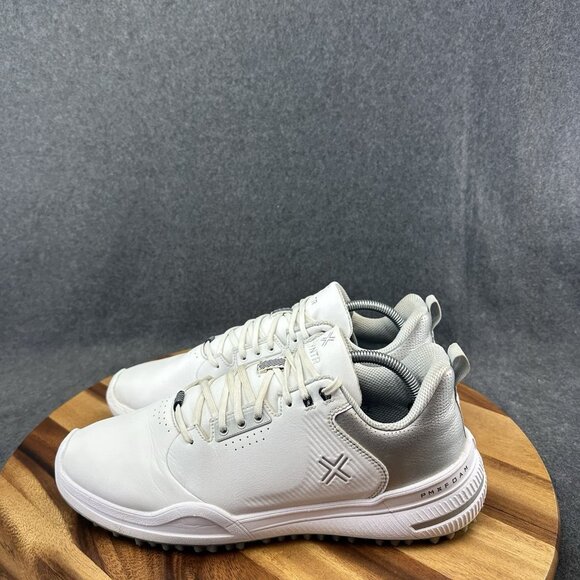 Payntr X 003 Spikeless Golf Shoes Mens 10.5 White Silver Leather Performance - Picture 7 of 12